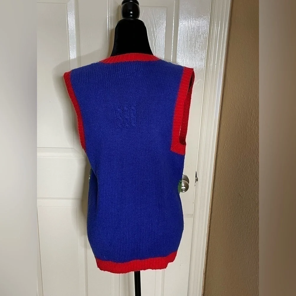 Marisa Christina Colorful Golf Knit Pullover Sleeveless Womens L Vintage Sweater - Picture 2 of 11